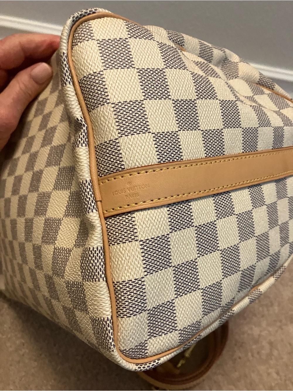 AUTH Louis Vuitton Speedy Bandoulière 30 Damier Azur w/ Strap Lock Key Dust Bag - Picture 5 of 10